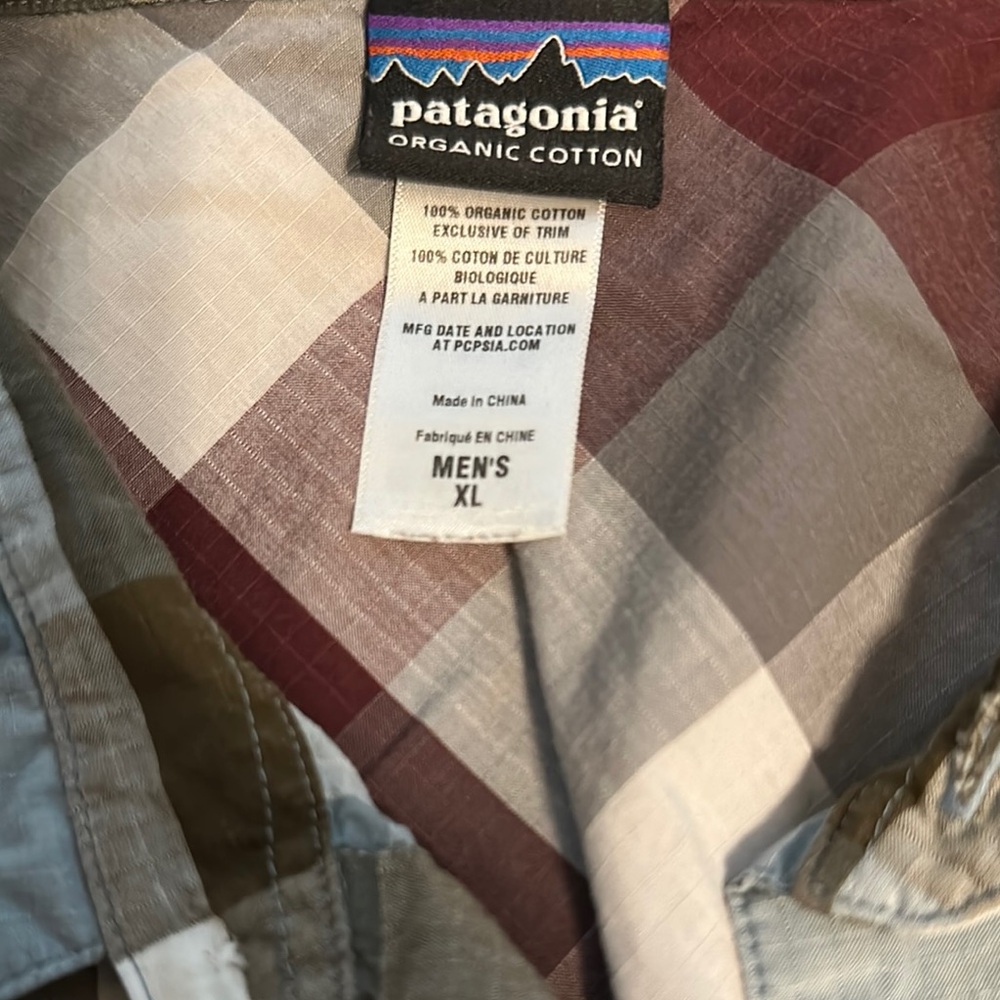 Patagonia Casual Button Down Shirt Blue and Brown - Picture 3 of 4